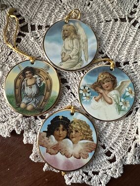 Inspiration from Above-Gold-Trim Angel Ornament Set - Classic Holiday Home Décor